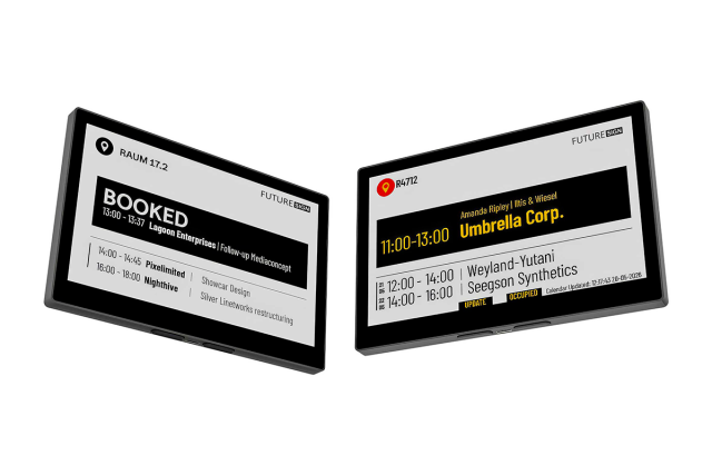 FutureSIGN Meet permite gestionar salas y reservas mediante pantallas ePaper totalmente inalámbricas, integradas directamente en la red Wi-Fi existente_ FutureSIGN Meet permite gestionar salas y reservas mediante pantallas ePaper totalmente inalámbricas, integradas directamente en la red Wi-Fi existente